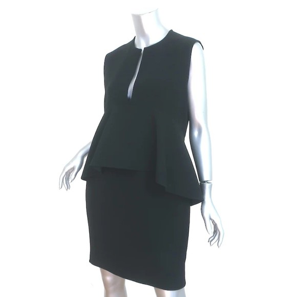 Celine Sleeveless Peplum Dress Black Crepe Size 42 - Picture 2 of 7